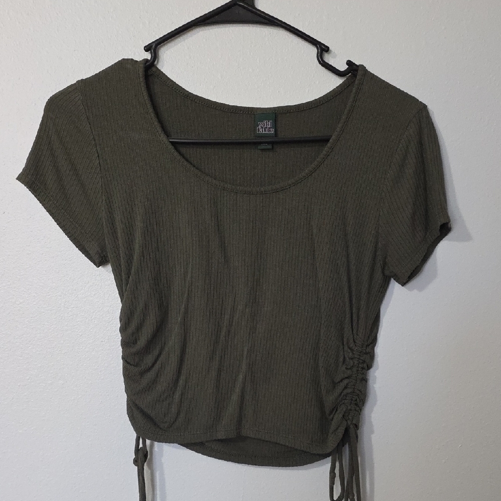 Wild Fable Olive Green Ruched Crop Top